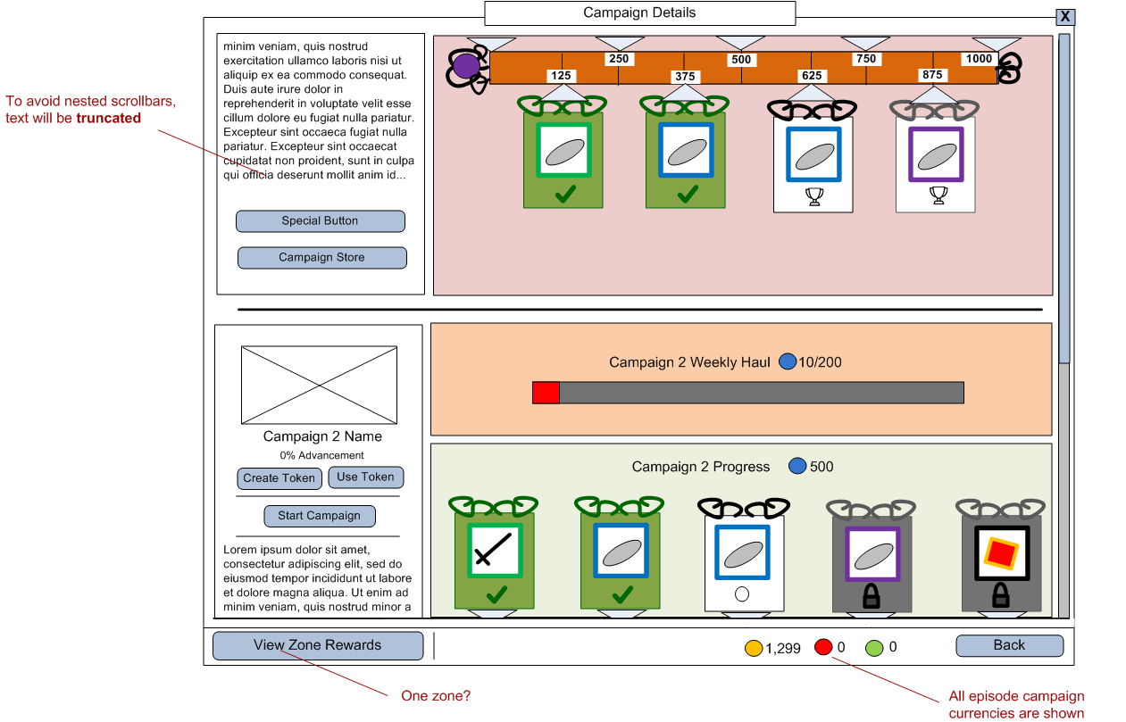 Wireframe 3: Scrolling horizontal concatenation